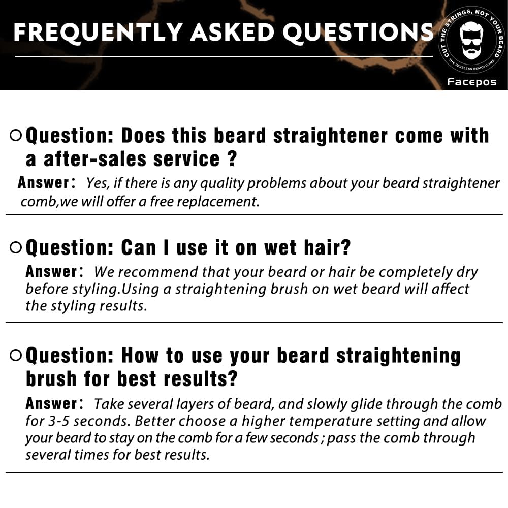 Wireless Electric Heated Beard Straightener Set, Portable Cordless Hair Straightener for Men, Elegant Crackle Pattern Design and Bonus Beard Brush & Wooden Comb for Perfect Grooming