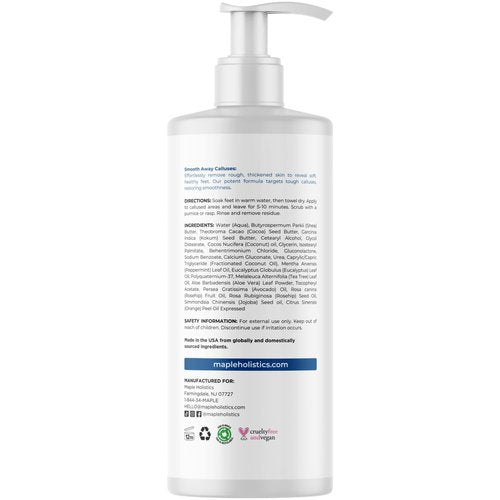 Exfoliating Callus Remover for Feet Care - Urea Foot Cream for Calluses and Dry Feet with Aloe and Tea Tree Essential Oil - Foot Callus Remover for Cracked Dead Corned and Rough Skin (8 Fl Oz)