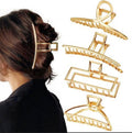 Parcce 4 Pack Large Metal Hair Clips for Thin to Thick Curly Hair, 4.3 Inch Big Nonslip Gold Color Clamps, Perfect Fashion Jaw Claw Hair Styling Accessories for Women and Girls, Christmas Gifts