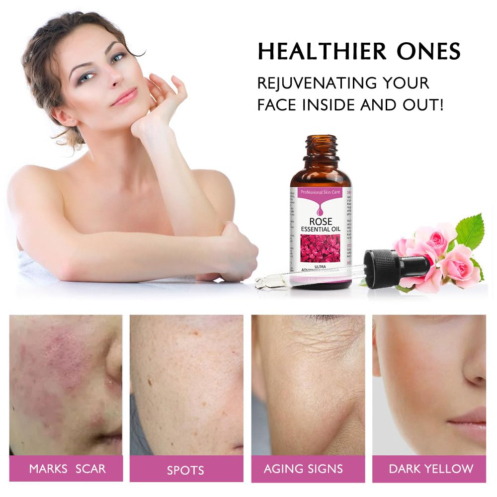 Rose Face Oil, Anti Ageing & Anti Wrinkle Serum, 1 oz (30ml)