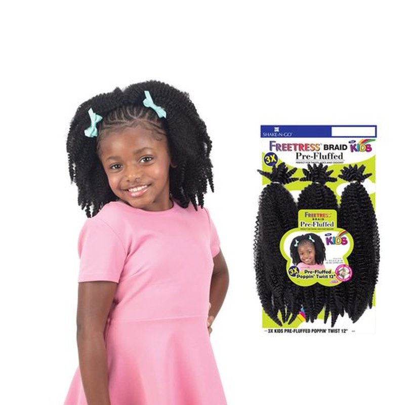 FreeTress Crochet Braids 3X Kids Pre-Fluffed Poppin' Twist 12" (pack of 1, 1)