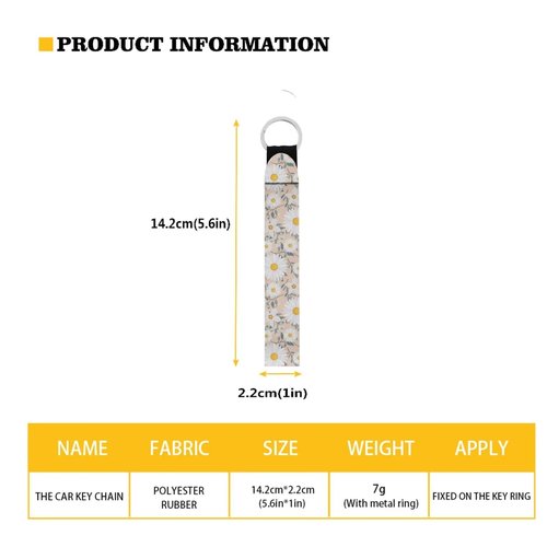 Suobstales Daisy Flower Pattern 3 PCS Travel Bottle Keychain Holders Set Neoprene Lipstick Wristlet Keychain Elastic Chapstick Keychains Holder