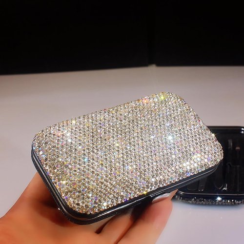 BestBling Bling Rhinestone Manicure Set Nail Clippers Pedicure Kit-8 Pieces,Stainless Steel Manicure Kit Pedicure Set Grooming Kits Nail Care Tools with Travel Case for Women Girls (Silver)