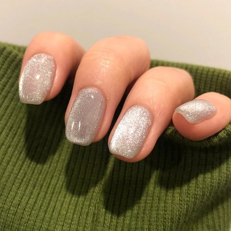 Short Square Press On Nails - Crystal Stone Cat's Eye Press On Nails Short Fake Nails with Nail Glue, Artificial Nails 16 Sizes - 32Pcs Reusable Soft Gel False Nails Tips Kit,Stick On Nails for Women