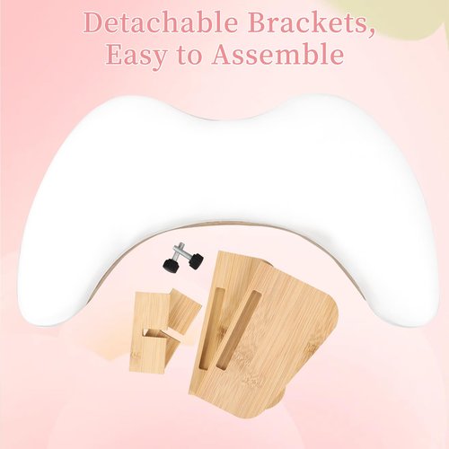 ANGNYA U-shaped Arm Rest for Nails Tech, Nail Arm Rest with Detachable Brackets Microfiber PU Leather Manicure Hand Rest Pillow for Nail Tech Must Haves Manicure Tools (White)