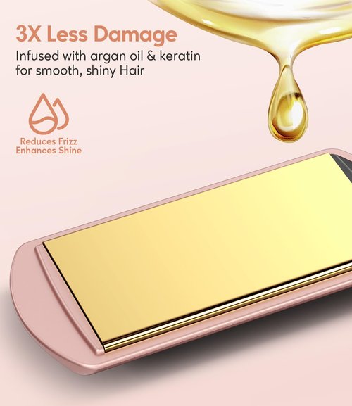 Farery Mini Hair Straightener - 1.5 Inch Ceramic Flat Iron with Argan Oil, Fast Heat & Travel Bag