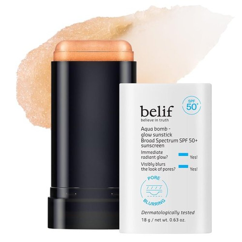 Belif Aqua Bomb Niacinamide Sunscreen Stick SPF 50+ - Lightweight Korean Sunstick with Hyaluronic Acid, No White Cast, 0.63 oz