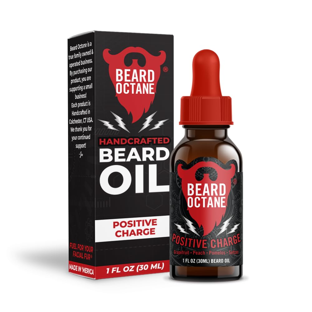 Beard Octane Beard Oil for Men – Positive Charge (Bright Citrus) – Softens & Conditions Dry Beards With Argan & Jojoba – 1oz