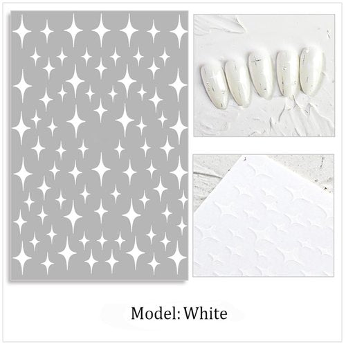 HNUIX Nail Stickers - Star 3D, Self Adhesive Nail Decals, Multi Colour, 6 Sheets, for Nail Art