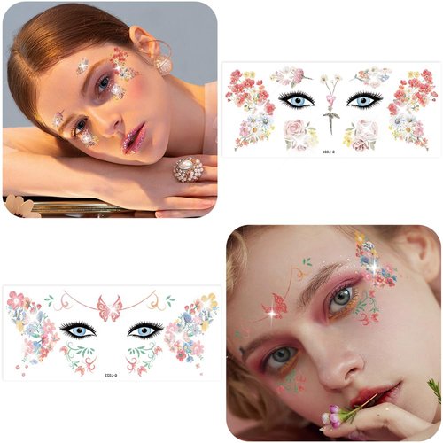 JoyfulGlam Glitter Butterfly Temporary Tattoos, Fairy Wings Face Tattoos for Birthday Party Decorations, Fairy Makeup Party Favors Costume Accessories for Women