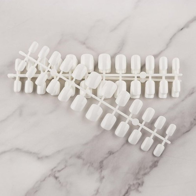 LuckForever Short Press on Nails 240pc Glossy White Press on Nails Short Square Round Fake Nails Full Cover 10 Sheets Nail Adhesive Tabs,Small Wooden Sticks and Nail Files False Nails for Women