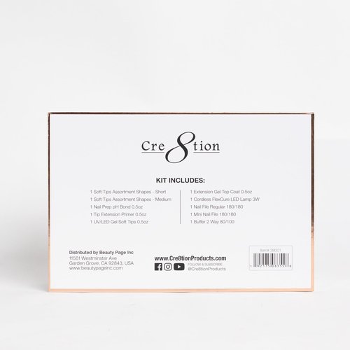 Cre8tion Soft Tips Starter Kit, Complete Gel Soft Tip Extension Set with Lamp, Gels & Tools