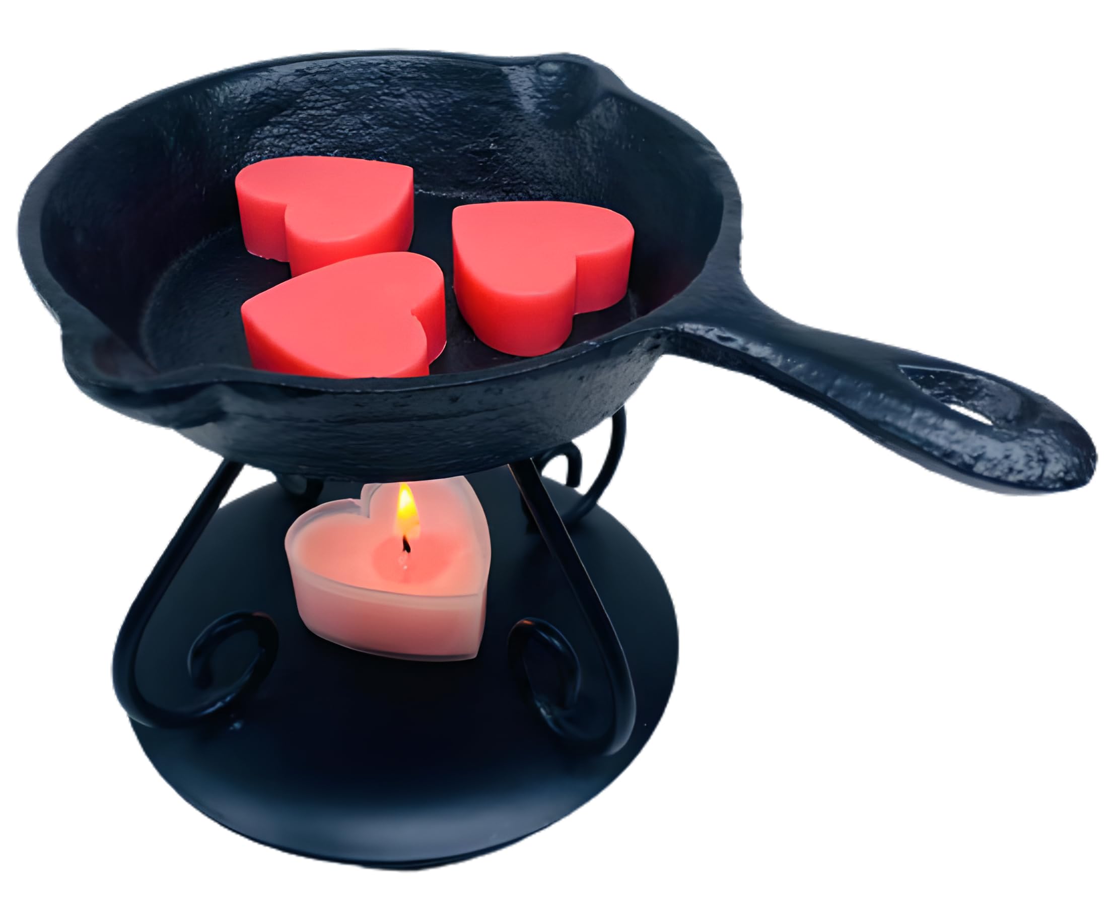 B CENTERBRIDGE Wax Melter Mini Cast Iron Skillet with Warmer and Trivet Wax Pot Black Tea Lights Halloween Harvest Thanksgiving Decorations Gifts