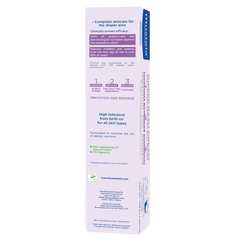 Mustela Baby Diaper Rash Cream - Zinc Oxide Skin Protectant - Fragrance-Free & Paraben-Free - 98% Natural Ingredients