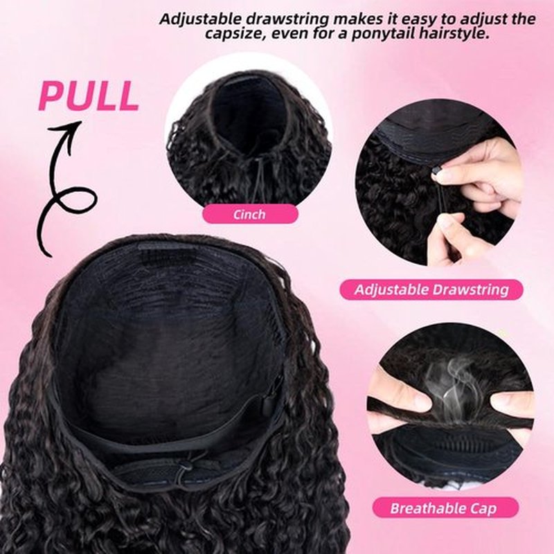 PERISMODA Burmese Curly Half Wig Glueless Wigs Human Hair with Spiral Curly End 200% Density 3 IN 1 Kinky Curly Human Hair Half Wig With Drawstring Seamless Clip Ins Flip Over Natural Color 18 Inch
