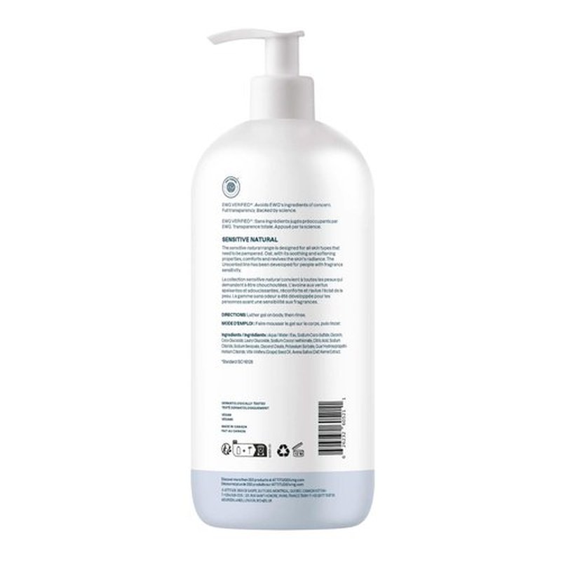 ATTITUDE Body Wash for Sensitive Skin, EWG Verified Shower Gel, Soothing Oat, Dermatologically Tested, Plant and Mineral-Based, Vegan Personal Care, Unscented, 32 Fl Oz