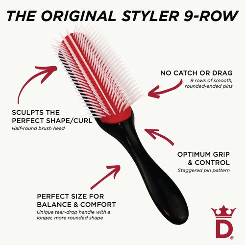 Denman Styler 5 Row Hair Brush - Professional Styling Tool for Effortless Volume & Waves