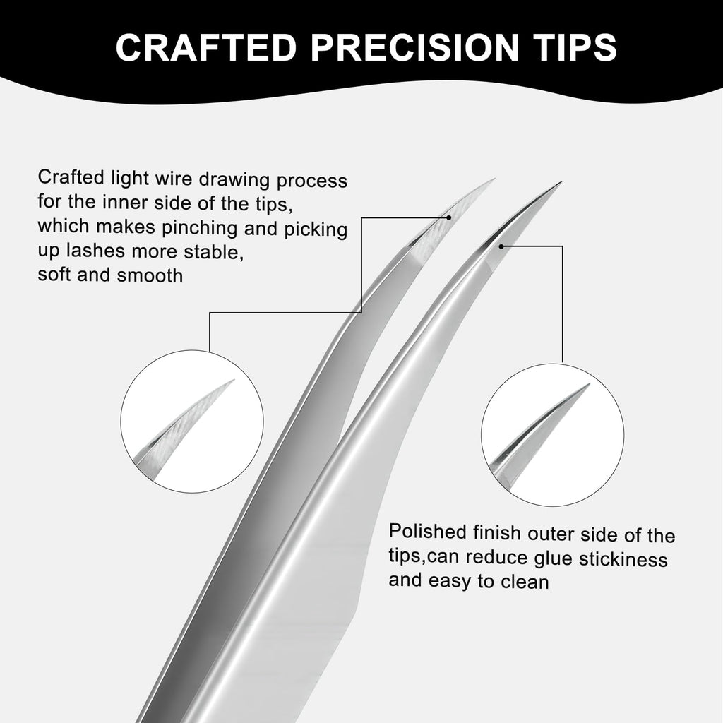 Ms.Queen Isolation Tweezers for Lash Extensions,Dolphin Shape Curved Isolation Lash Tweezers for Classic and Volume Lash Extension Applying