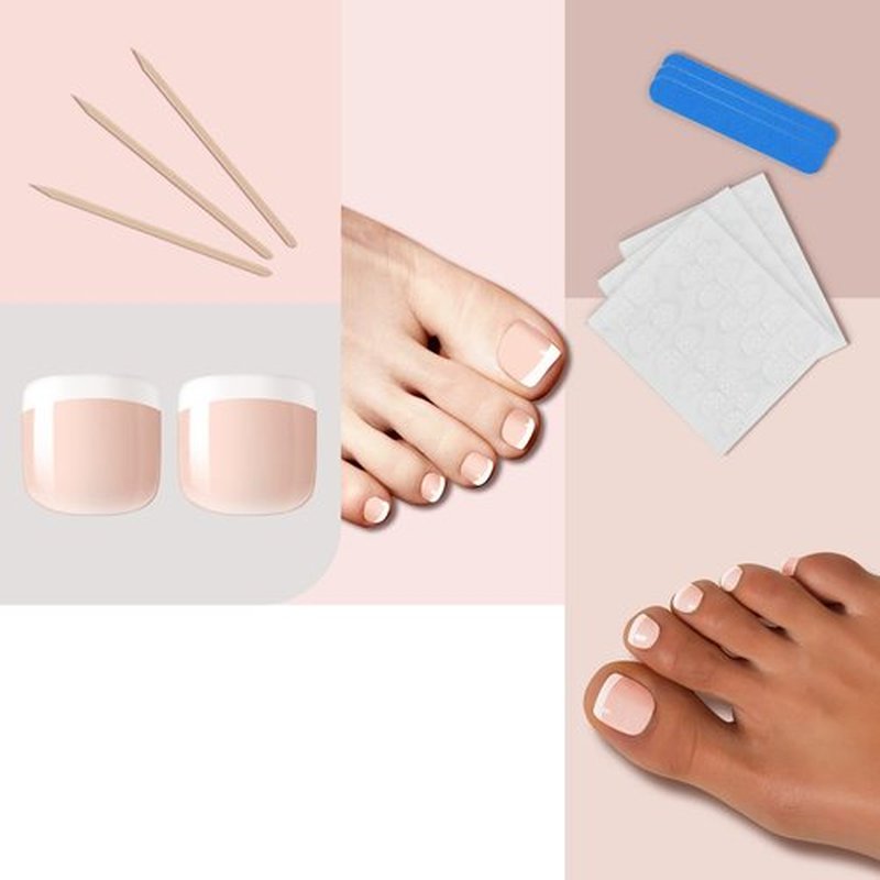 LIARTY 280pcs French Tip Toenails, Short Square False Toe nails Glossy, Press on Toe Nails 14 Different Size Full Cover, Nail Tips for Women Girls Foot Pedicure