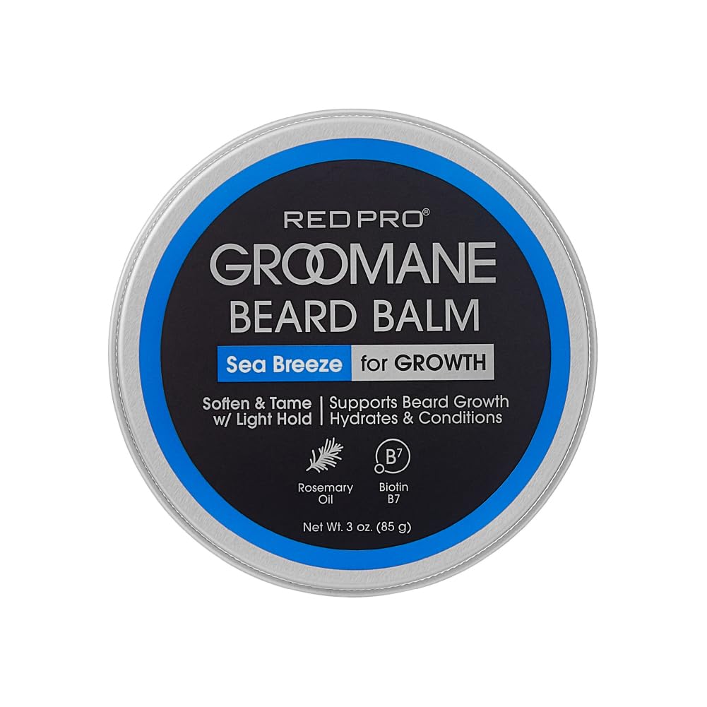 Red by Kiss Groomane Beard Balm, Soften & Tame, Light Hold, Promotes Full, Healthy Look Beard Strengthen Facial Hair, Reduce Breakage