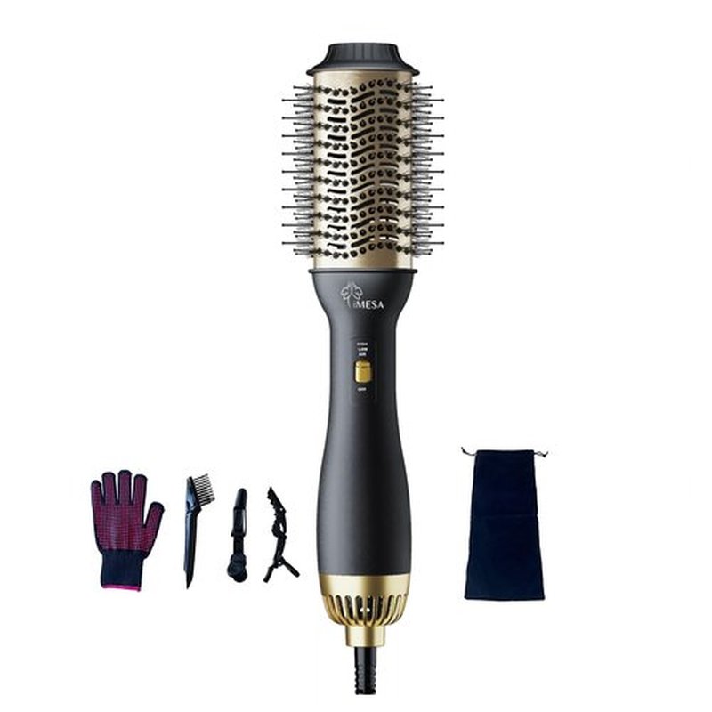 iMESA 4-in-1 Hair Dryer Brush Blow Dryer, 1000W Hot Air Brush, One-Step Volumizer Hair Dryer and Styler, 3 Speeds Temp, Hot Air Styler Black