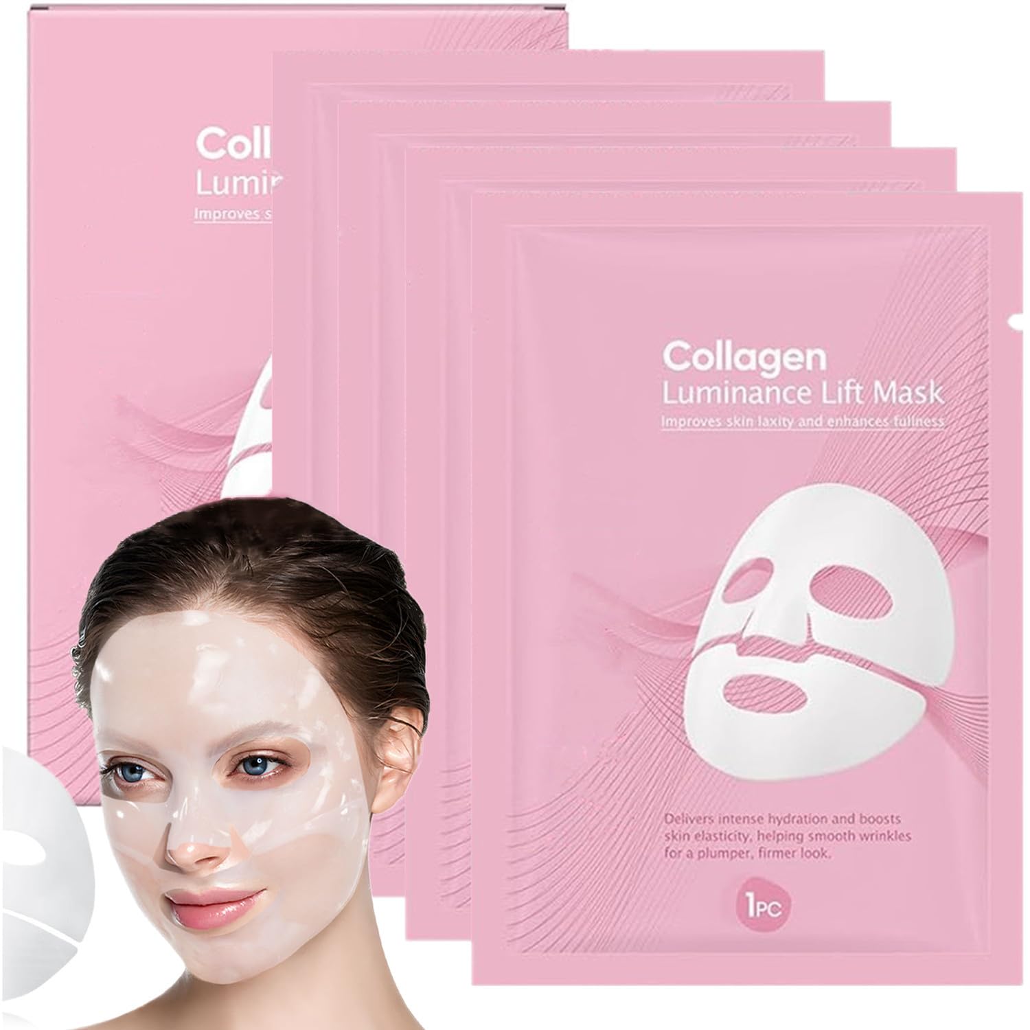 LOYOTICE 4PCS Bio-Collagen Face Mask Overnight,Bio Collagen Glow Up Mask 2.0,Real Deep Hydrating Collagen Mask for Glass Glowing Skin, Wrinkle Reduction & Elasticity,Pore Minimization