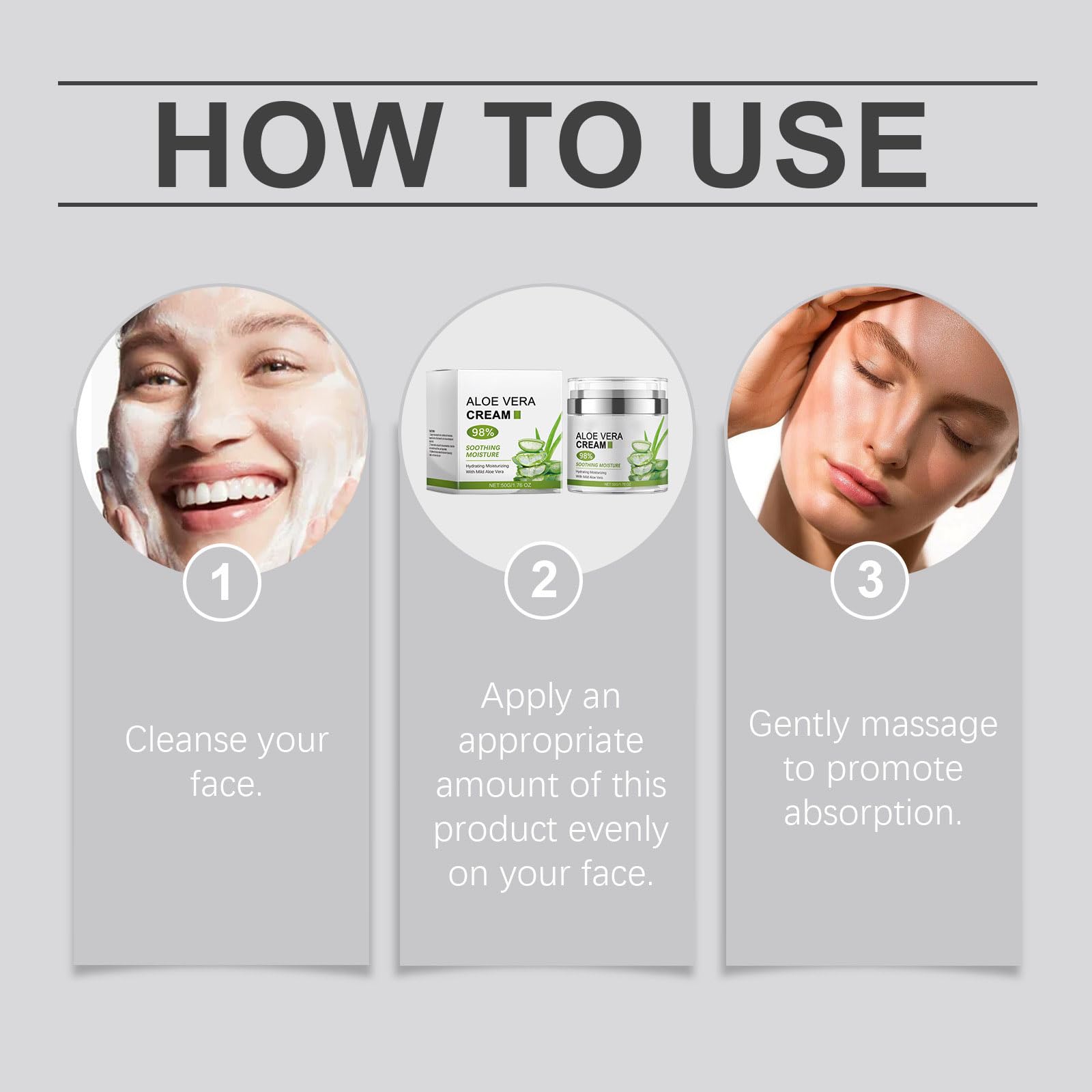 gcdat Aloe Vera Face Moisturizer with Airless Pump, 98% Aloe Vera Cream，Hydrating and Moisturizing for Dry Skin, Reducing Fine Lines, Soothing & Rapairing after Sun, 1.7 Fl. Oz