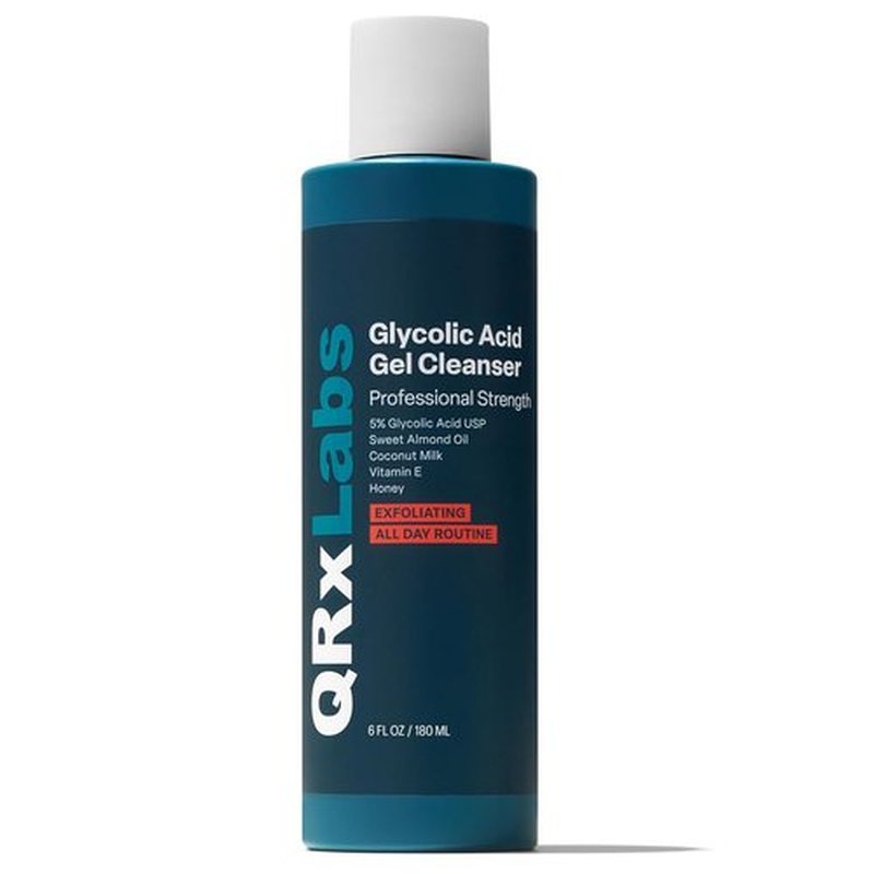 QRxLabs 5% Glycolic Acid Gel Cleanser - Exfoliating AHA for Smoother Skin & Oil Control | 6 Fl Oz