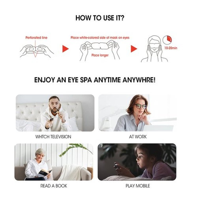 Steam Eye Mask for Dry Eyes and Puffiness, Fast Relief Disposable Self Heating Masks, Stocking Stuffers, 6 Pack