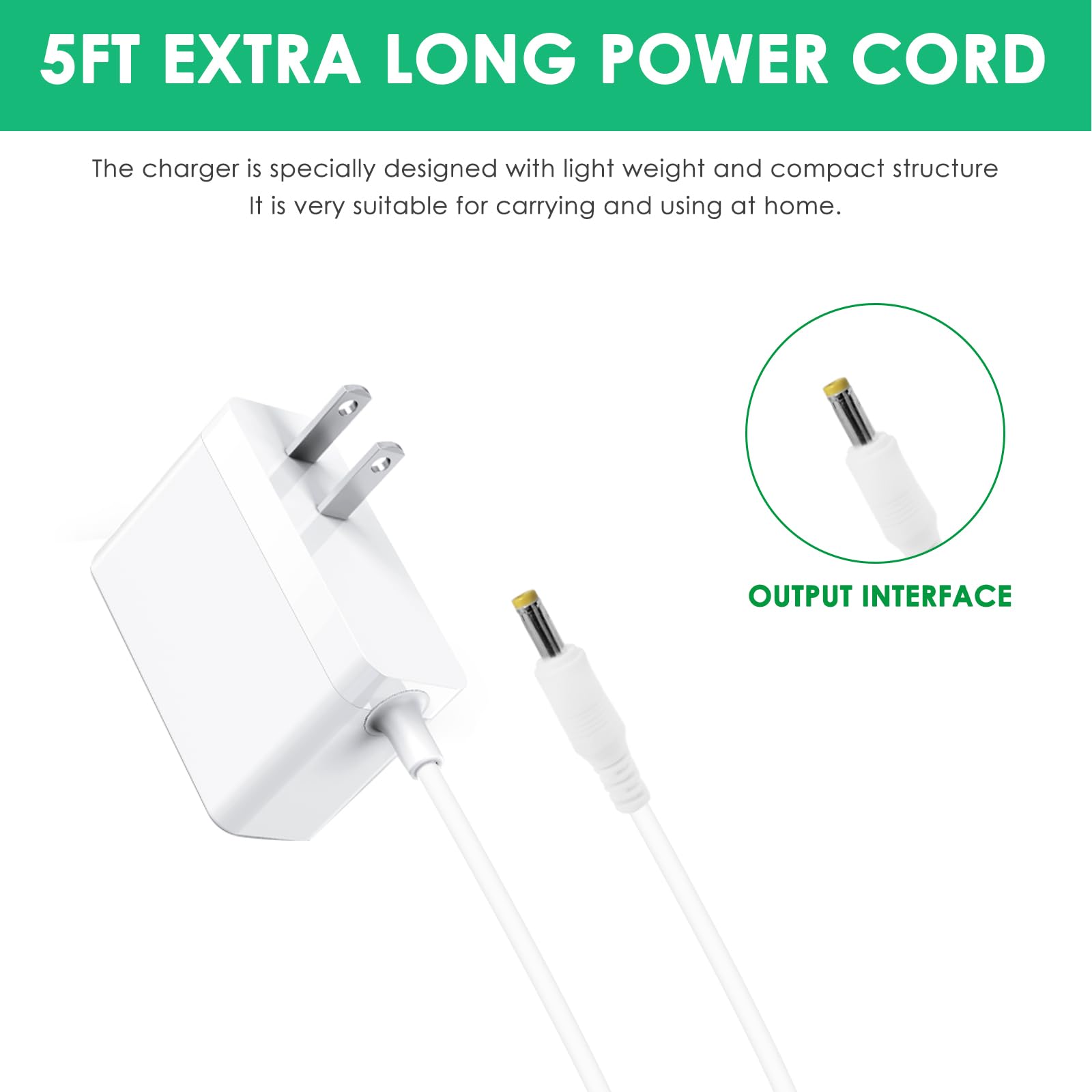 Mrgru Replacement Power Cord for Skylight Calendar 860004165262 Compatible with Skylight 15 inch Wall Planner Digital Calendar & Chore Chart Charger Power Adapter (Only for 12V)
