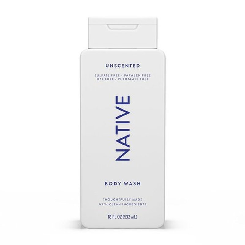 Native Body Wash - Naturally Derived Ingredients for Soft, Hydrated Skin | Unscented, 18 oz | Sulfate & Paraben Free