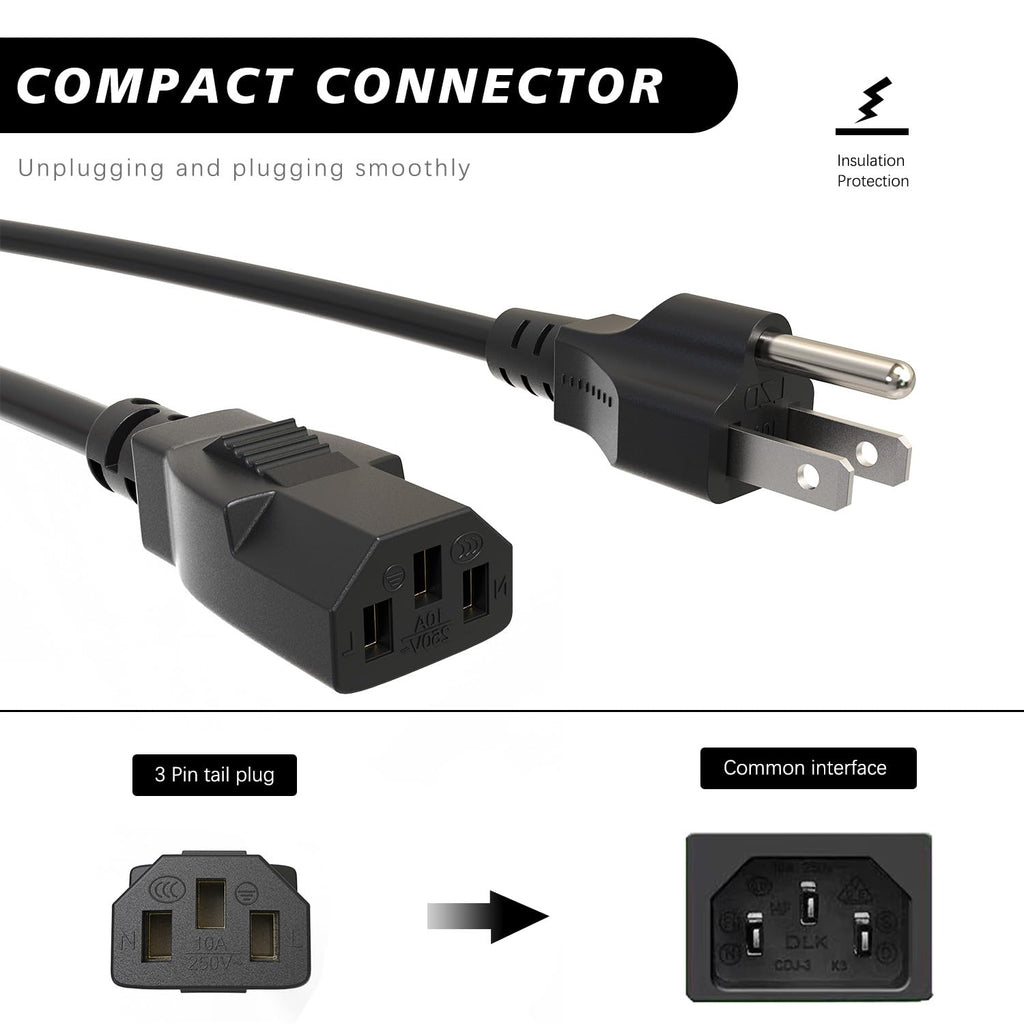 3 Prong Power Cord Compatible with Horizon Fitness Treadmills, Power Cable Replacement for BowFlex, Superfit, Sole E35 E55 F63 F80,for Goplus 2 in 1 Folding Treadmill,Computer TV ect Universal Charger