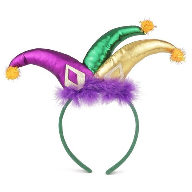 Needzo Mardi Gras Headband, Purple Green and Gold Carnival Custume Accessory, Jester Hairband for Themed Party, One Size Fits Most (Jester)