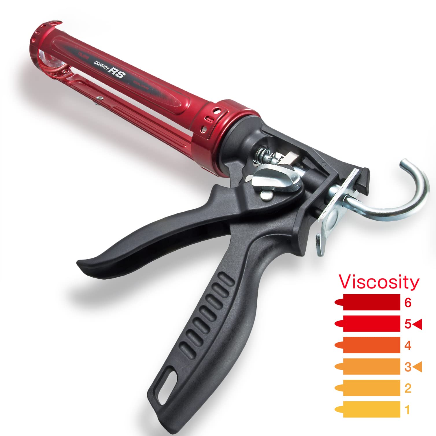 TAJIMA Caulk Gun - 1/10 Gallon (10 oz) Convoy RS Caulking Tool with Dual-Thrust Ratio & Auto Flow Stop - CNV-100RS
