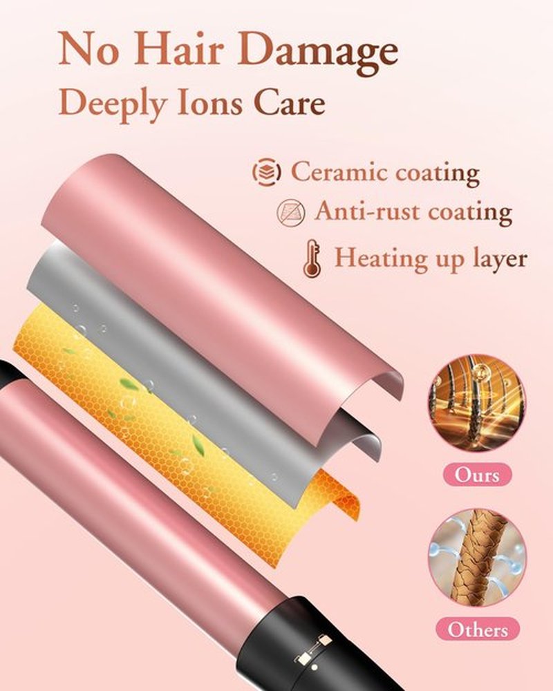 5 in 1 Wand Curling Iron-Kinked Curling Wand Set with Flat Iron Hair Straightener, 3 Barrels Hair Crimper, 3 Ceramic Curling Irons (0.35"-1.25"), 2 Temps Fast Heat Hair Waver Curler with Glove & Clip