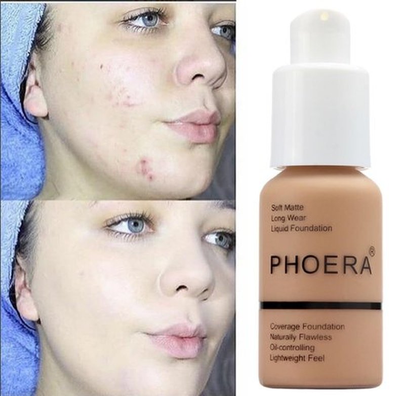 PHOERA Foundation, Flawless Soft Matte Liquid Foundation 24 HR Oil Control Concealer Foundation Makeup. (1 Pcs-102- Nude)