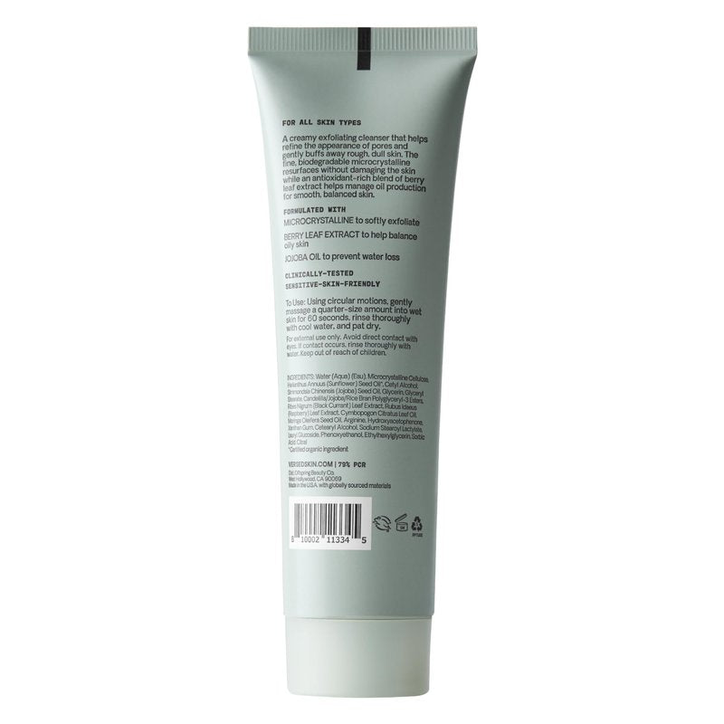 Versed Day Maker Microcrystal Exfoliating Cleanser - Creamy Facial Wash Helps Clear Dead Skin Cells - Microcrystalline, Biodegradable Alternative to Microbeads - Vegan (3 fl oz)