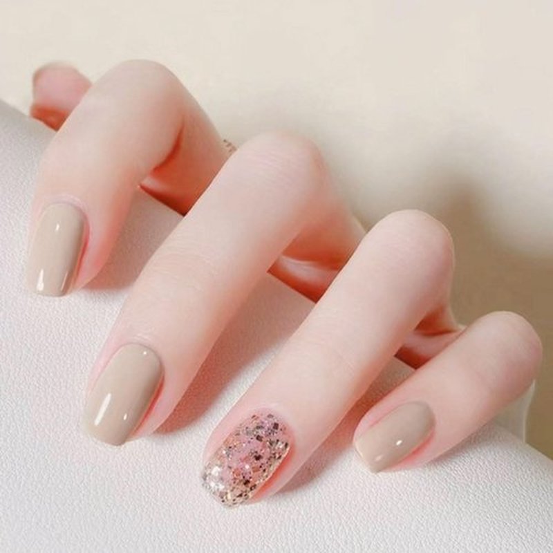 JMEOWIO Gel Nail Stickers Cream Brown Semi Cured Gel Nail Strips Wraps UV/LED Nail Supplies Nail Art Design Decoration Accessories