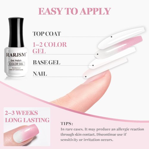 RARJSM Color Changing Gel Nail Polish Nude Silver Glitter Milky White to Pink Thermal Mood Temperature Change Ombre Gradient Shimmer Gelpolish Soak off for Nail Art Manicure DIY Salon at Home 15ML