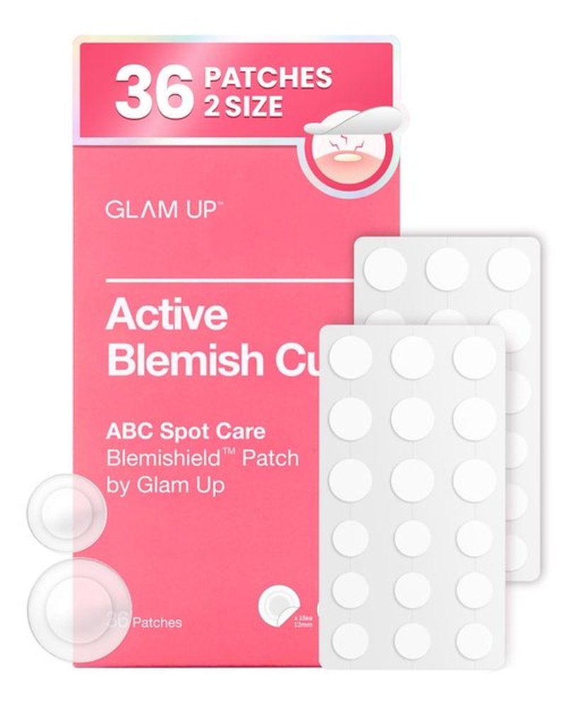 GLAM UP Hydrocolloid Pimple Patches - Invisible Ultra Thin Spot Covers for Face, Waterproof & Vegan (36 Count)