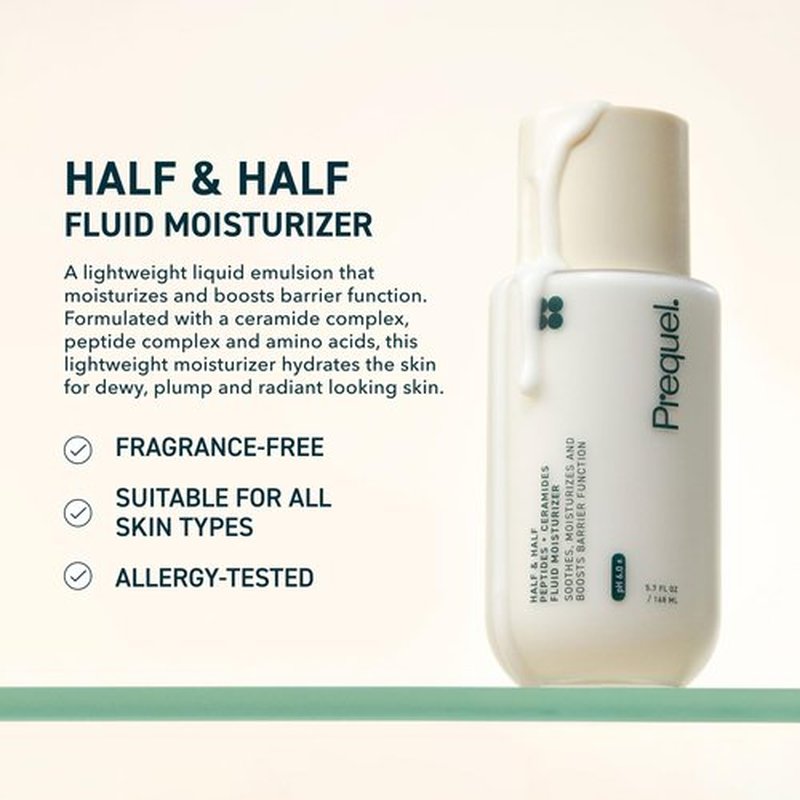 Prequel Skin Half and Half Moisturizer - Lightweight Ceramide Peptide Lotion for All Skin Types