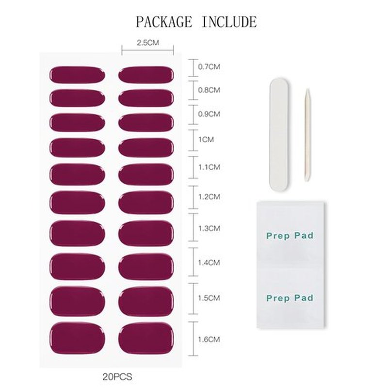 JMEOWIO Gel Nail Stickers Purple Red Semi Cured Gel Nail Strips Wraps UV/LED Nails Art Design Decoration Accessories
