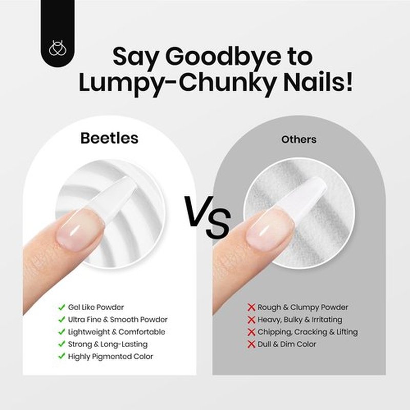 Beetles Dip Powder Clear Color, Transparent Nail Dipping Powder Crystal Clear French Nail Art Basic Starter No Nail Lamp Needed Manicure Salon DIY at Home for Women