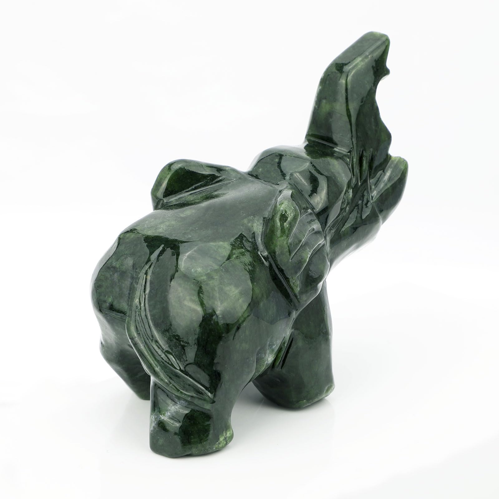 gemshan Jade Green Elephant Statues - Feng Shui Figurine Bring Wealth Lucky for Desk Decor Gift