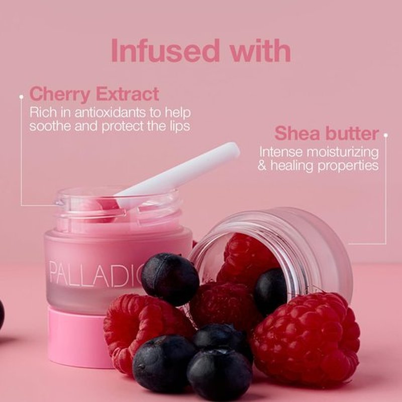 Palladio Lip Mask - Intense Overnight Moisturizer for Dry Lips | Hydrating Shea Butter & Sweet Cherry Infusion