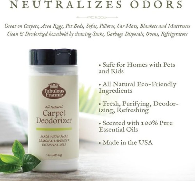 Fabulous Frannie Carpet Refresher | All-Natural Lemon-Lavender Scent with Pure Essential Oils - 13 Ounce