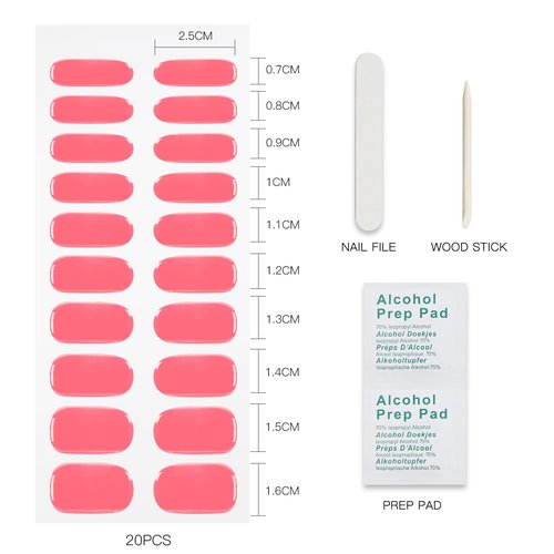 JMEOWIO Gel Nail Stickers Orange Pink Semi Cured Gel Nail Strips Wraps UV/LED Nails Art Design Decoration Accessories