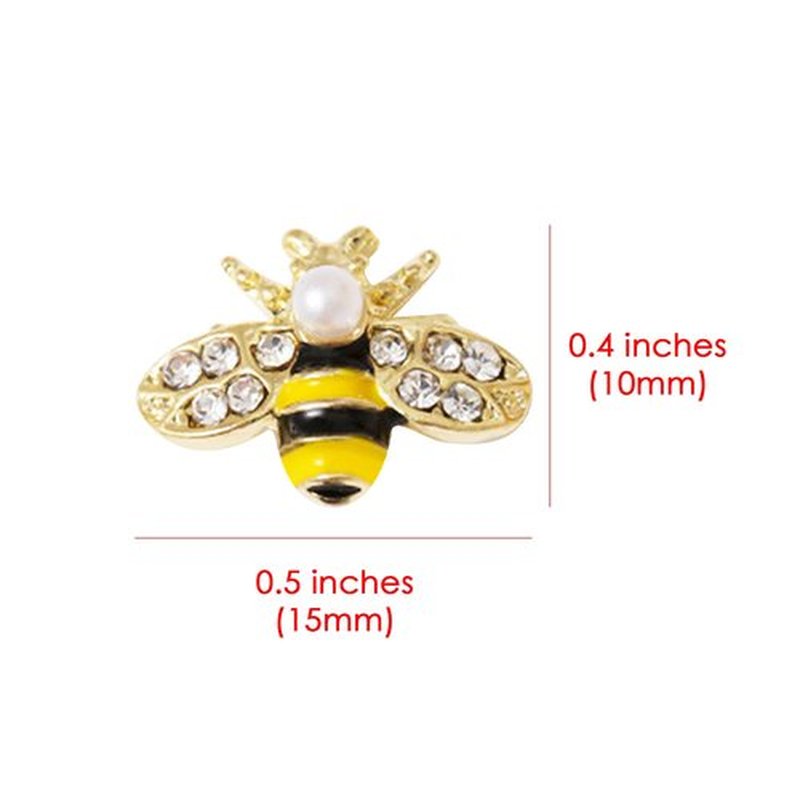 CAIRIAC Rhinestones Nail Charms Bulk Gold Bee Nail Art Rhinestones Charms for Acrylic Nails, Gel Nails, Short Nails 3D Nails Art Decoration Gift for Women (20Pcs)