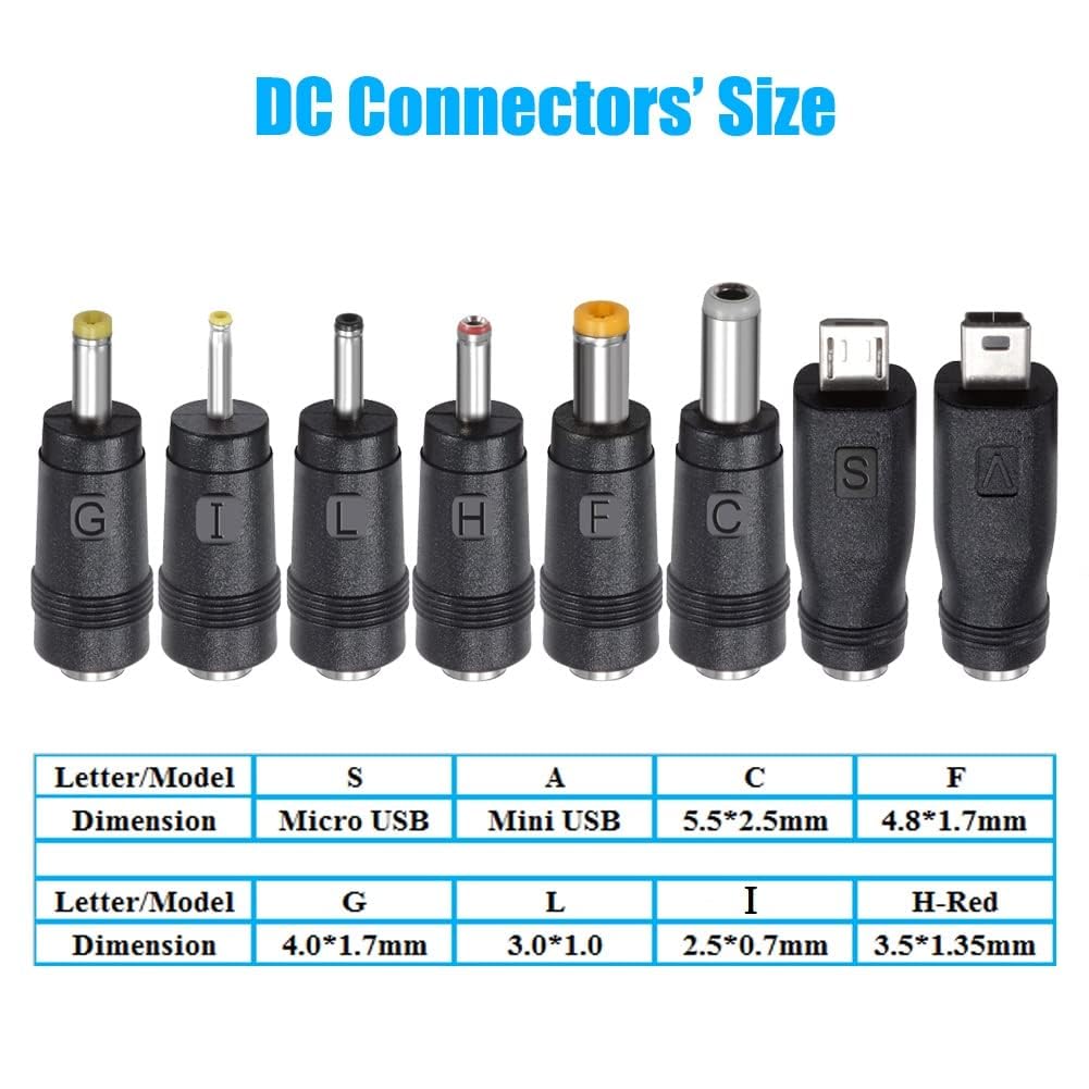 SoulBay 5V 2A AC/DC Power Supply Adapter with 8 Plugs, 2 Pack