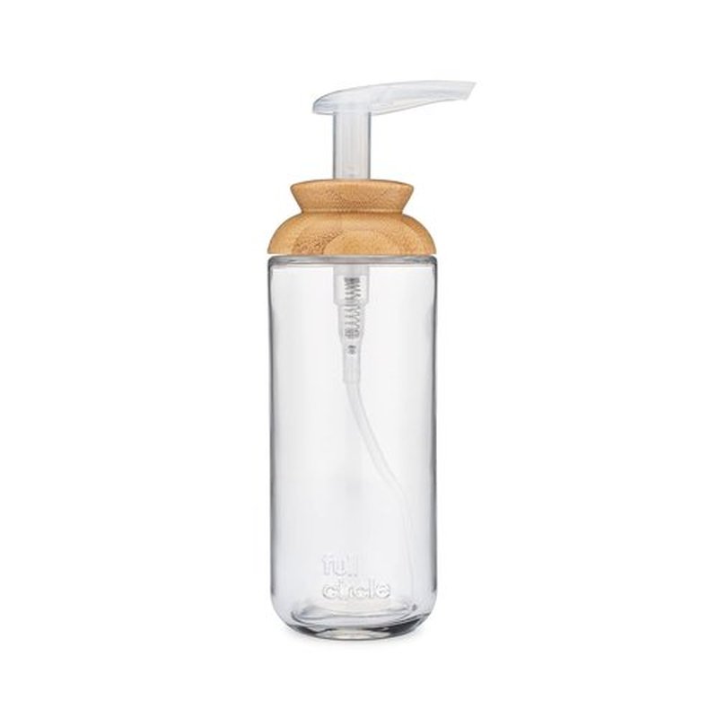 Full Circle Soap Opera Recycled Glass Soap & Lotion Dispenser - 12-Ounce Clear with Bamboo Lid
